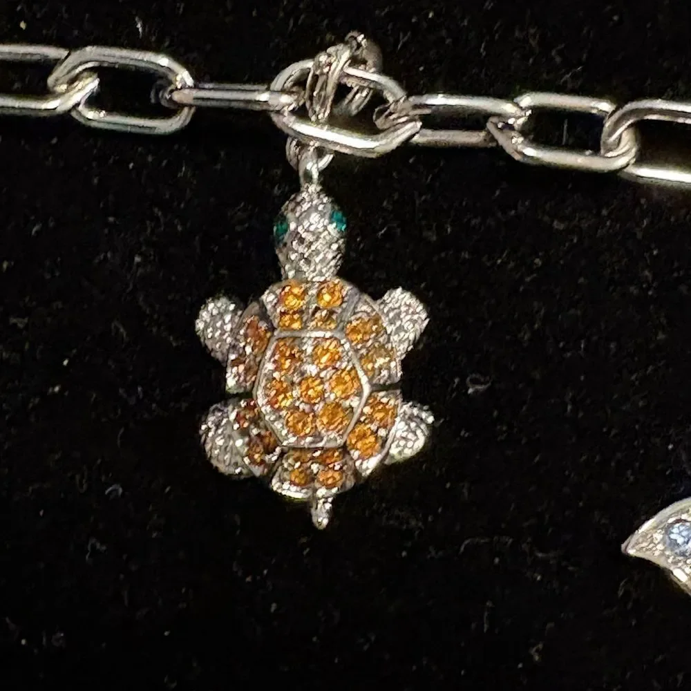 Kenneth Jay Lane Silver Bracelet with Colorful Charms